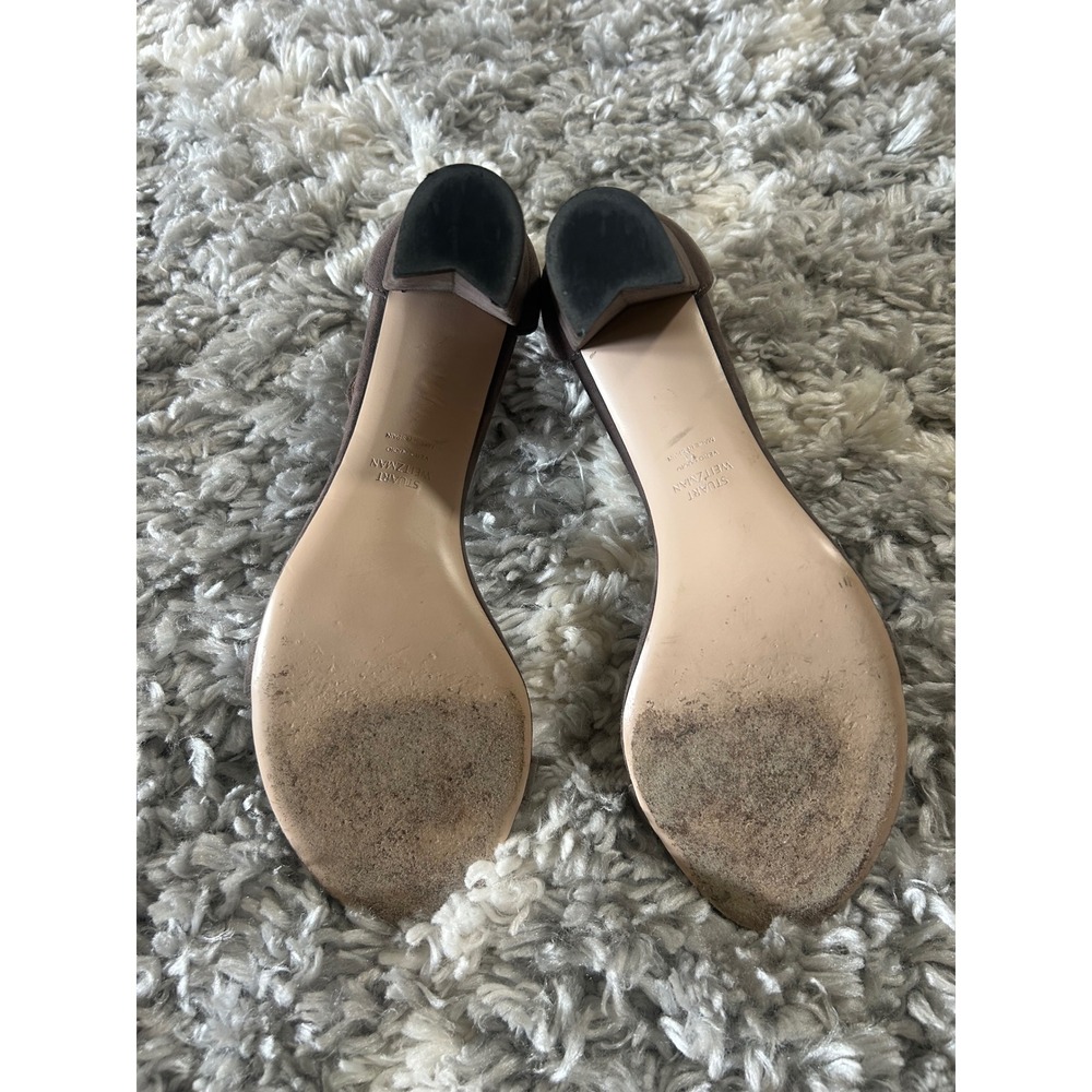 Stuart Weitzman Nearlynude Suede Block Heel Ankle Strap Sandals in Brown sz 10 - Picture 5 of 6